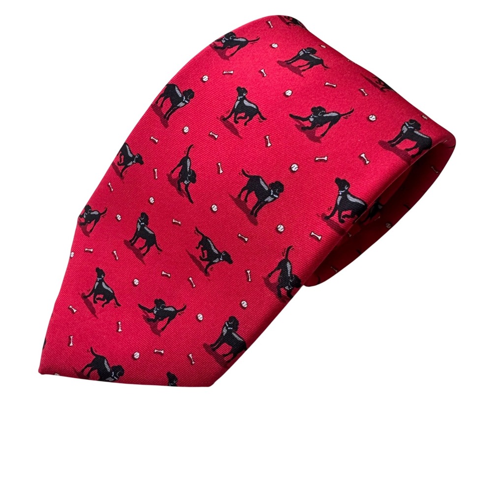 Bird Dog Bay Mens Silk Necktie 51"Labrador Retriever Dog Baseball Red Black 3"W